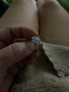 Round Cut Halo Engagement Ring with Pave Band in White Gold